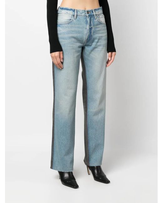 Gauchère Blue Two-Tone Straight-Leg Jeans