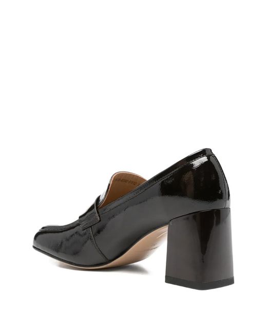 SERGIO MORETTI FIRENZE Black Square-Toe Leather Pumps