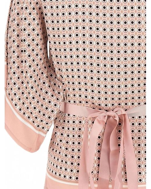 Kangra White Micro-Print Wrap-Style Blouse