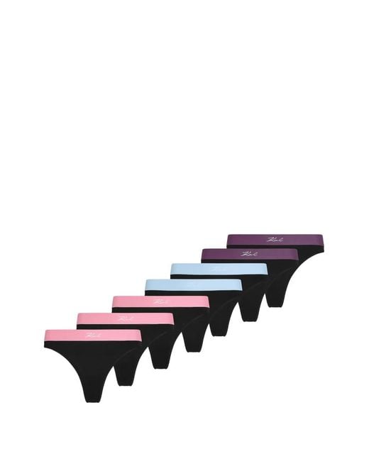 Karl Lagerfeld White Signature Elastic-Waist Cotton Thongs (Set Of Seven)
