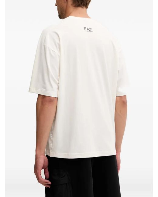 EA7 White Logo-Patch T-Shirt for men