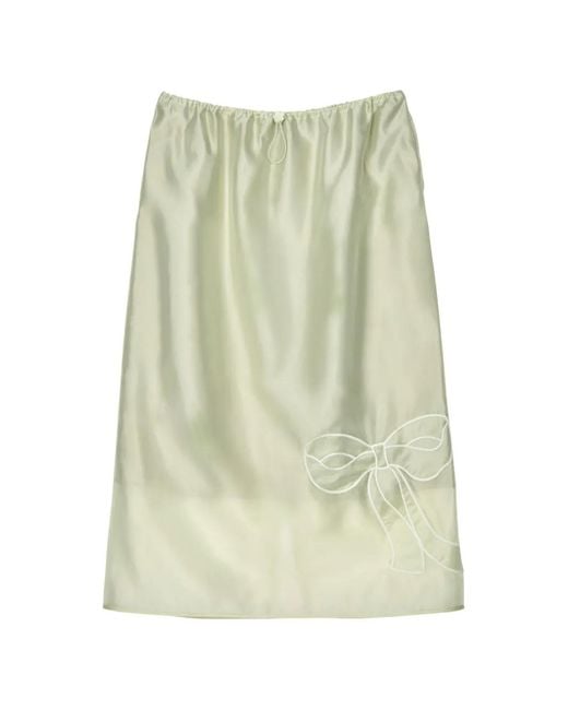 CECILIE BAHNSEN Green Bria Organza Straight Midi Skirt