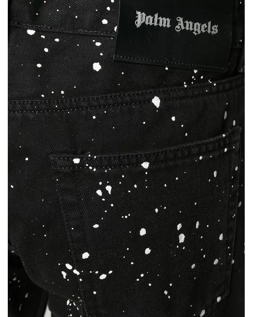 Palm Angels Black Cactus Print Jeans for men