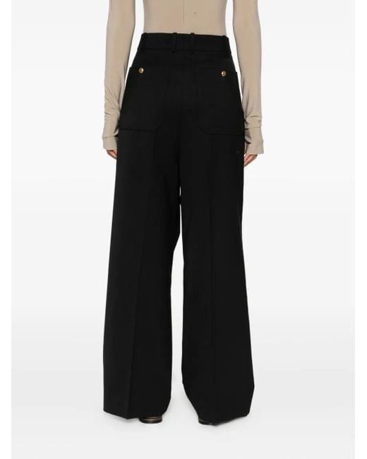 P.A.R.O.S.H. Black Buttoned Pocket-Embellished Trousers