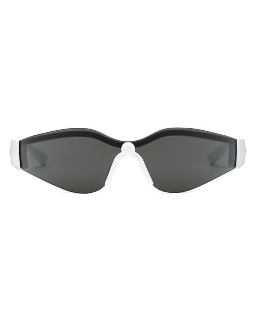 Gucci Gray Logo-embossed Shield-frame Sunglasses