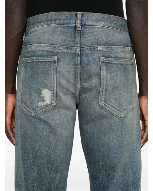 Givenchy Gerade Distressed-Jeans Mit Logo-Schild in Blue für Herren