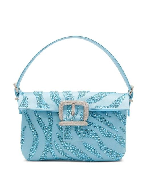 Gedebe Blue Mini Habibi Crystal-Embellished Buckle Tote Bag
