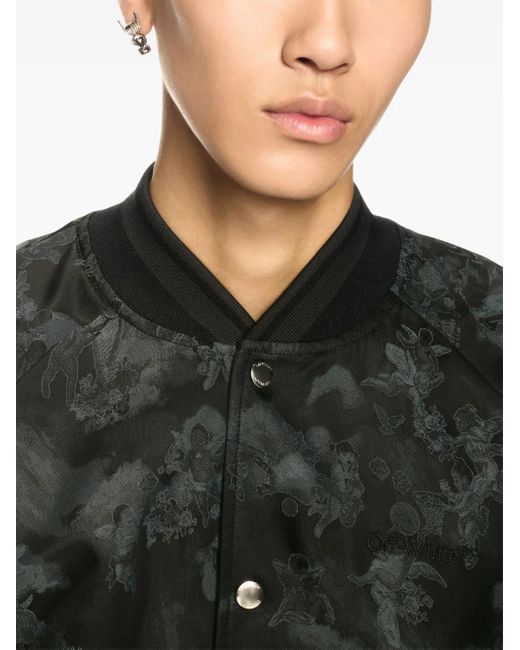 Off-White c/o Virgil Abloh Black Fresco Souvenir Varsity Bomber Jacket for men