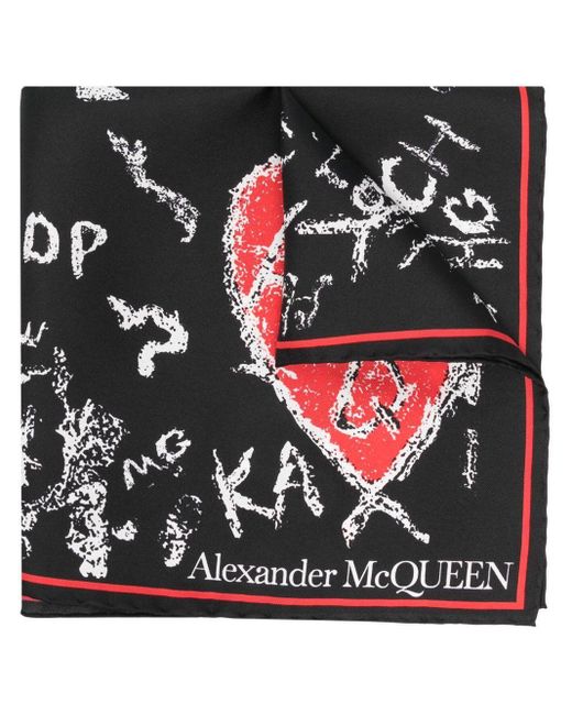 Femme Accessoires Écharpes et foulards Écharpe à imprimé graphique Soie Alexander McQueen en coloris Noir 