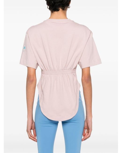 T-shirt con orlo curvo in cotone biologico di Adidas By Stella McCartney in Pink