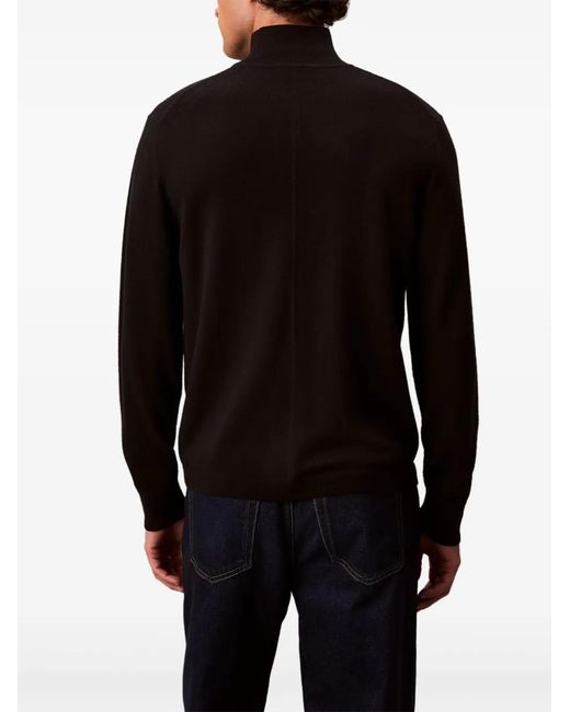Calvin Klein Black Logo-Embroidered Roll-Neck Top for men
