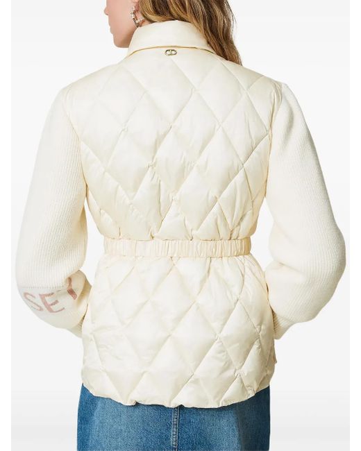 Twinset White Panelled Quilted Jacket