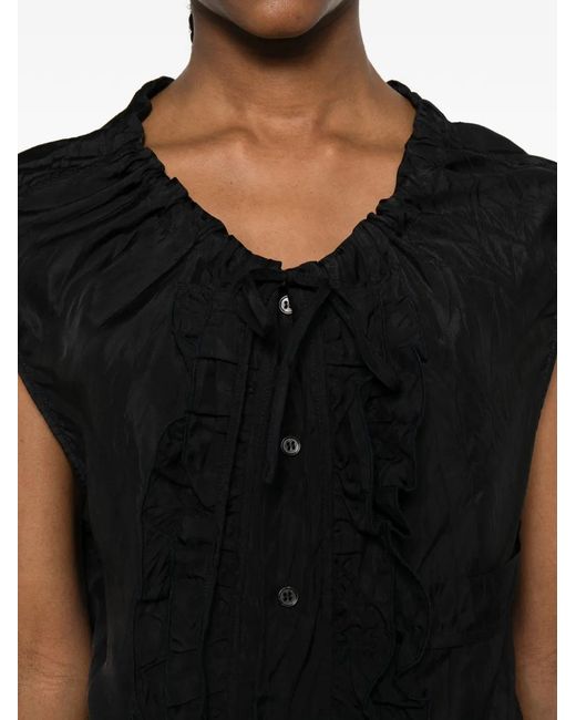 Plan C Black Ruffled Blouse