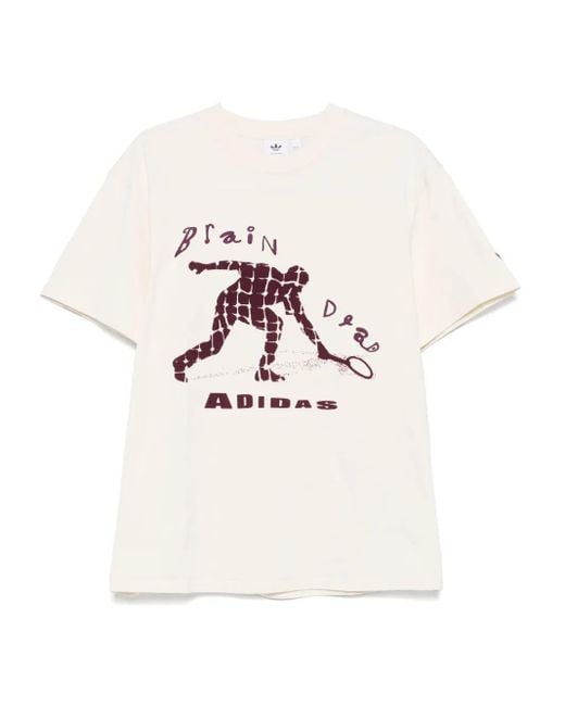 Adidas Natural X Brain Dead Flocked-Logo T-Shirt for men
