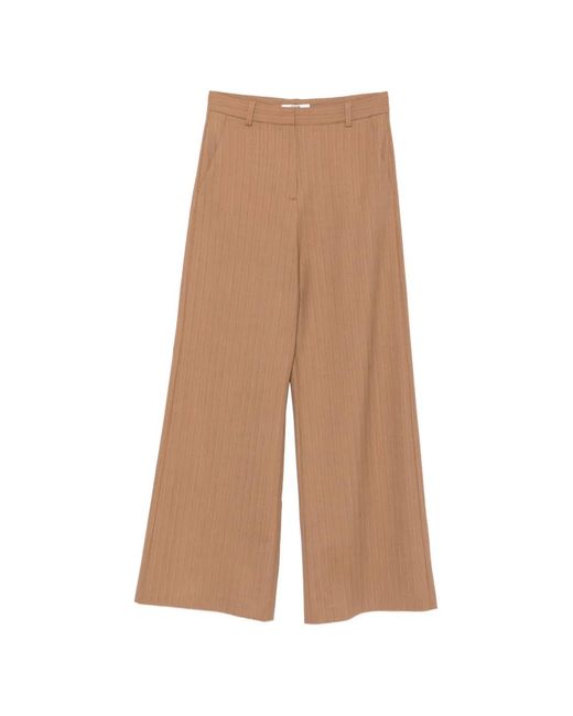 Maje Natural Belt-Loop Pinstriped Trousers