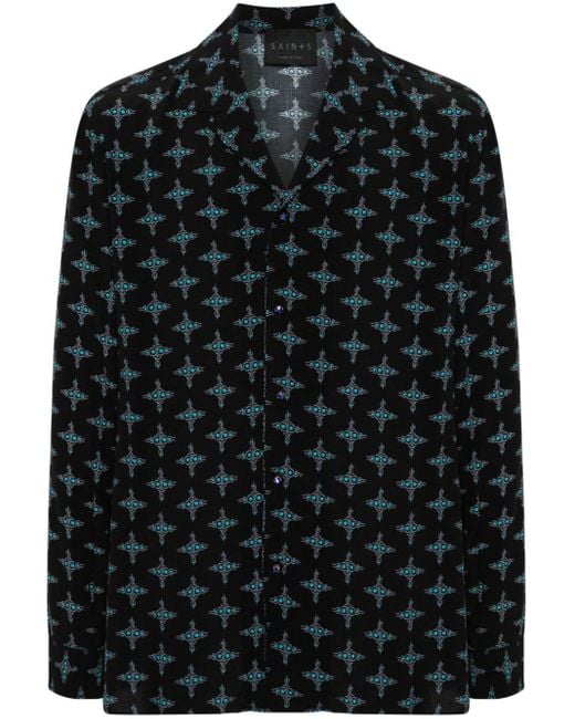 Saint Studio Black Graphic-Print Shirt for men