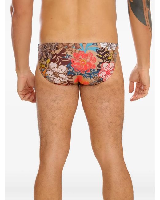 Amir Slama Natural Floral-Print Swimming Trunks for men