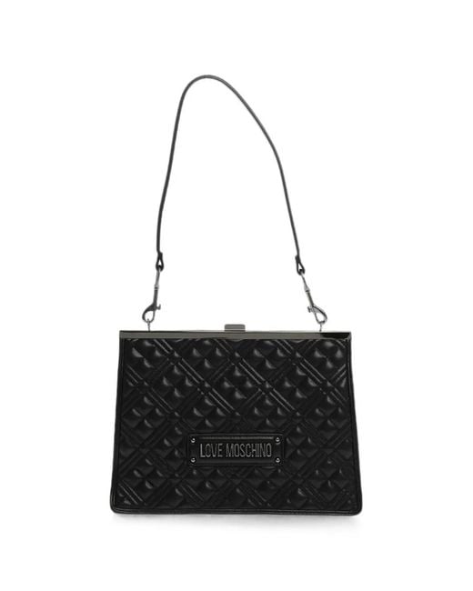 Moschino Black Quilted Logo-Plaque Shoulder Bag