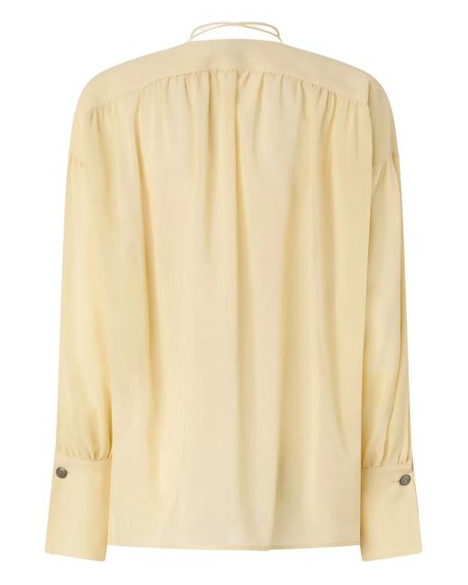 Pinko Natural V-Neck Cuffed Blouse