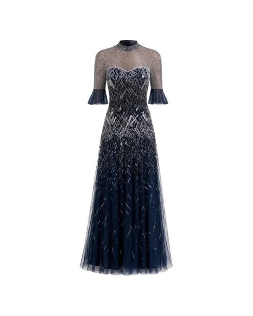 Temperley London Blue Sequin-Embellished Gown