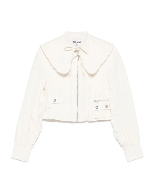 Ganni White Poplin Jacket