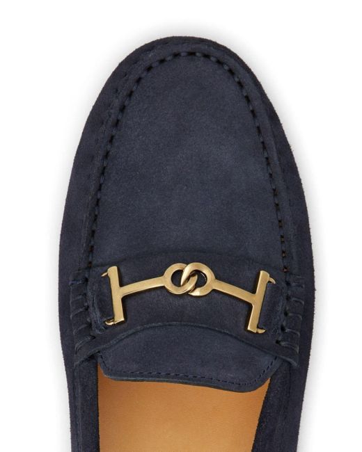 Tod's Blue Gommino Embellished Suede Loafers