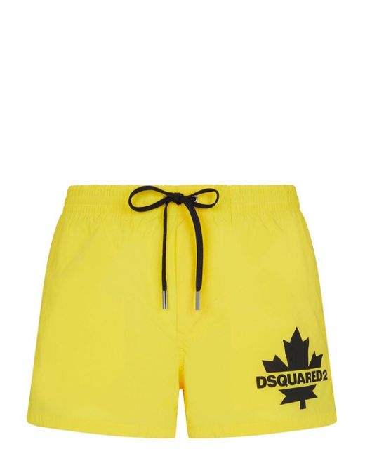 DSquared² Yellow Logo-print Swim Shorts for men