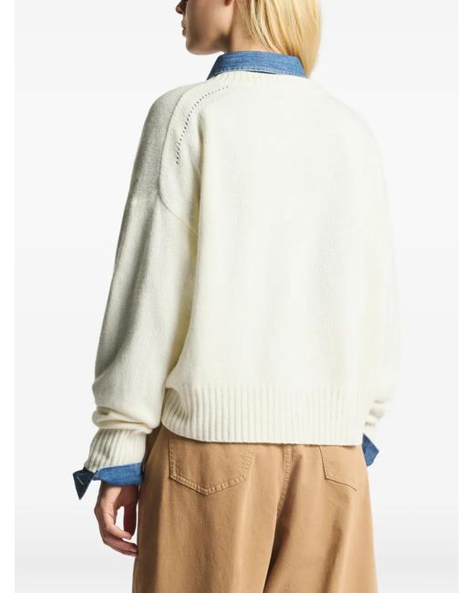 Fay White Pullover Mit Logo-Schild