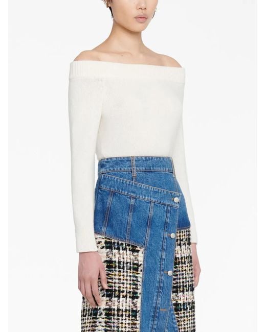Alexander McQueen White Schulterfreier Pullover