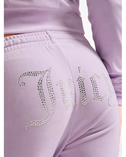 Juicy Couture Purple Diamanté Velour Track Pants