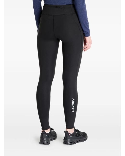 Saysky Black Logo-Patch Leggings