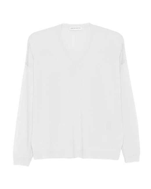 GOES BOTANICAL White Pullover mit V-Ausschnitt