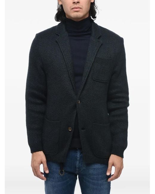 SUNHOUSE Blue Single-Breasted Knit Blazer for men