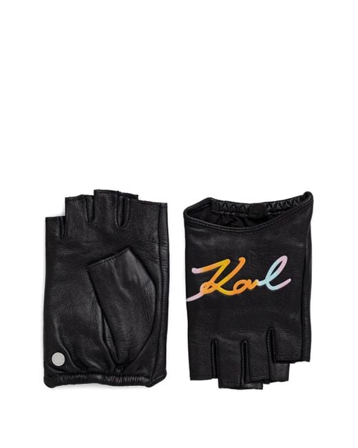 Karl Lagerfeld K/swing レザーグローブ Black