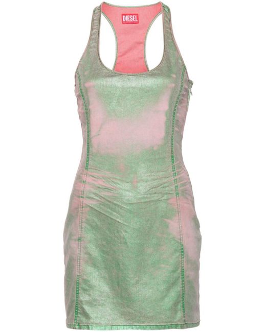 DIESEL Green De-arlyn-s Laminated Mini Dress