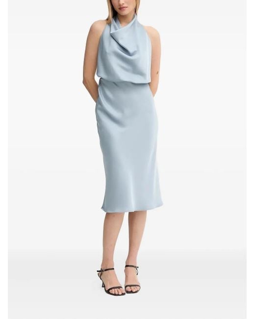 Vestido midi con cuello desbocado Sandro Ferrone de color Blue