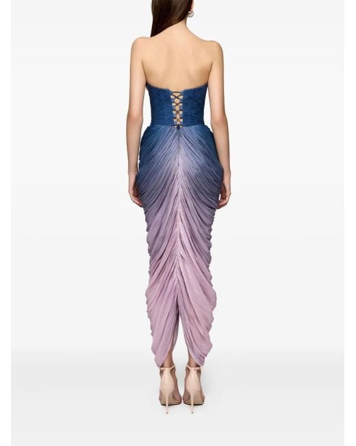 Ana Radu Blue Strapless Draped Maxi Dress