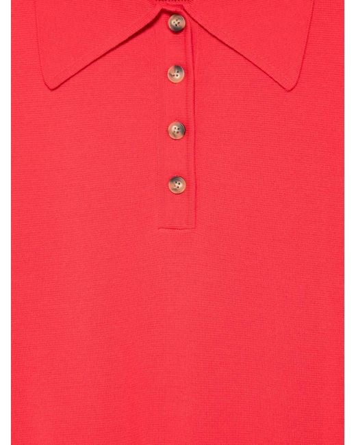 ALÉMAIS Red Rocky Button-Placket Polo Top