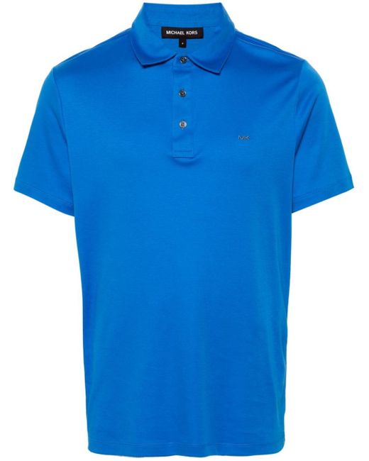 Michael Kors Poloshirt Met Geborduurd Logo in het Blue voor heren