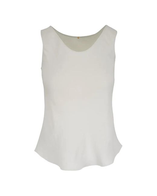 Peter Cohen White Crew Neck Sleeveless Blouse