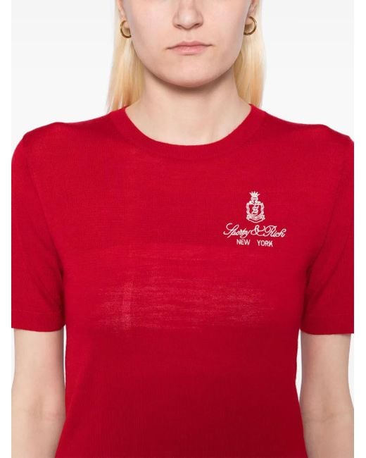 Sporty & Rich Red Vedome Merino T-Shirt