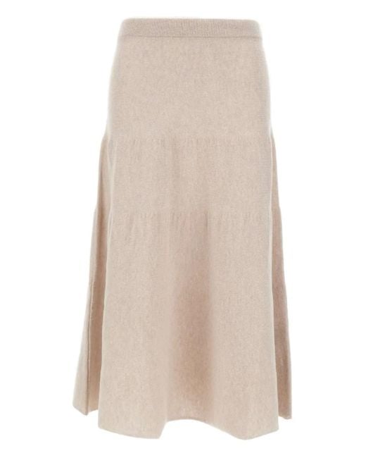 Marella Natural Elastic-Waistband Ruffled Skirt