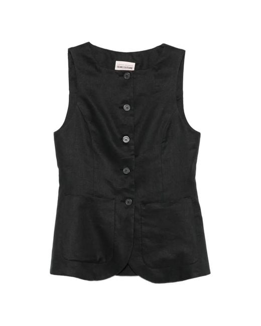 Semicouture Black Button-Up Waistcoat