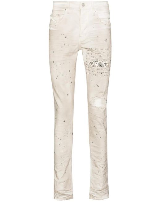 Purple Brand Natural Bandana Patch Skinny Jeans for men