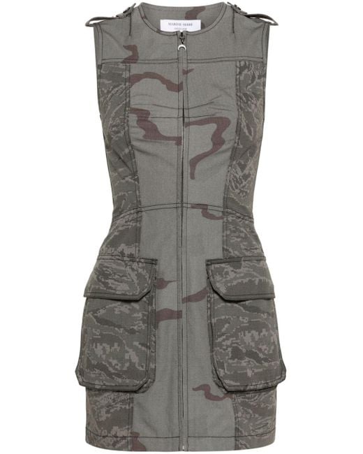 MARINE SERRE Gray Regenerated Camouflage Mini Dress