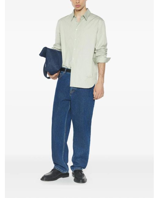 Maison Kitsuné White Striped-Pattern Shirt for men