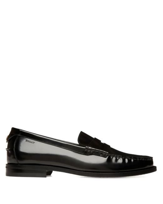 Bally Black Penny Leather Loafers