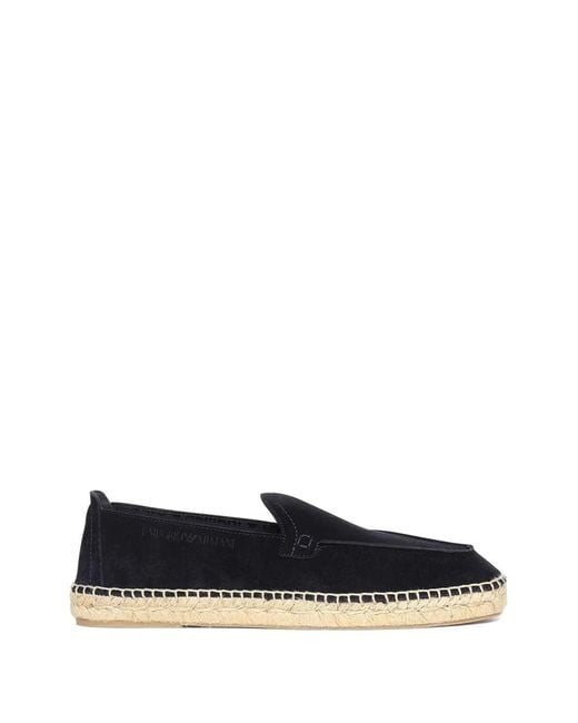 Emporio Armani Blue Stitched-Detail Espadrilles for men