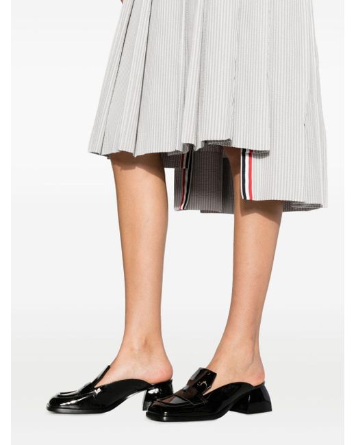 Thom Browne White Pleated Asymmetric Midi Skirt