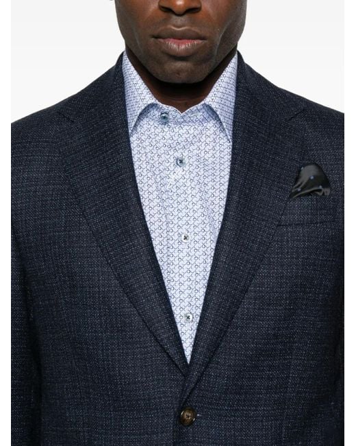 Sand Wollen Blazer Met Enkele Rij Knopen in het Blue voor heren